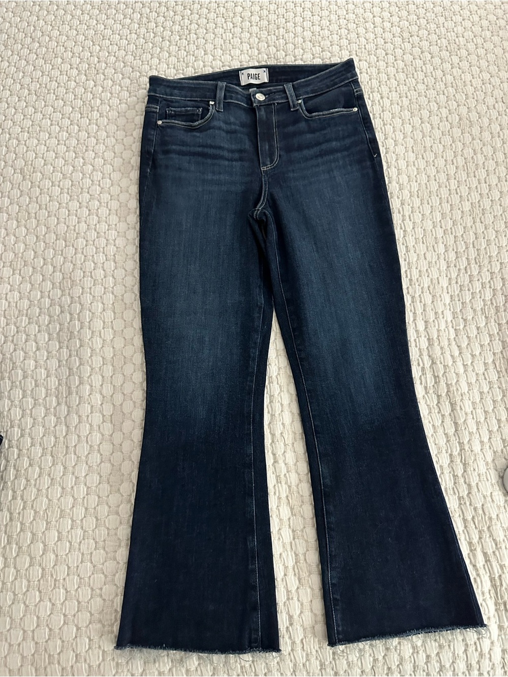 PAIGE Colette Dark Indigo Crop Flare Jeans Sz 28
